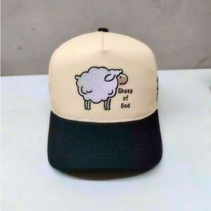 Sheep of God Cap in Cream and Black